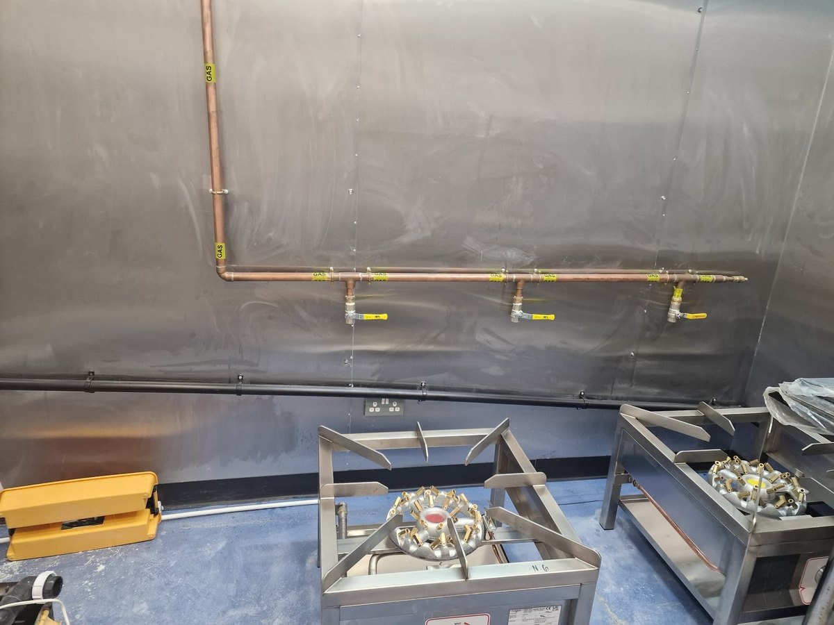 Catering appliance connected on the correct fittings and checked.